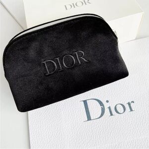 Christian Dior Original Velvet Black Pouch 2024 Clutch Bag Makeup Case Cosmetic